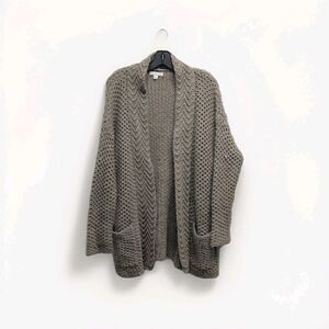 New York & Company Open Front heavy Knit Beige Cardigan Pockets Grampacore
